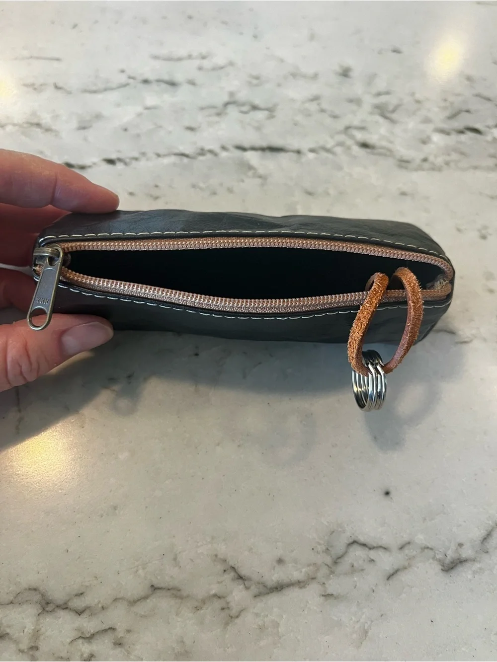 Black Waxed Paper Zip Key Pouch